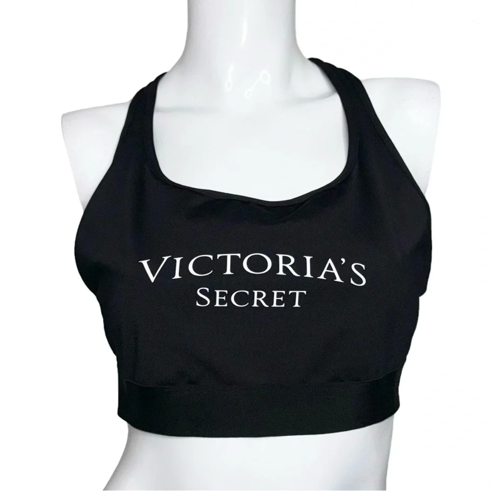 4/$40 Victoria’s Secret Sport Razor Sheer Back Medium Support‎ Black Sports Bra